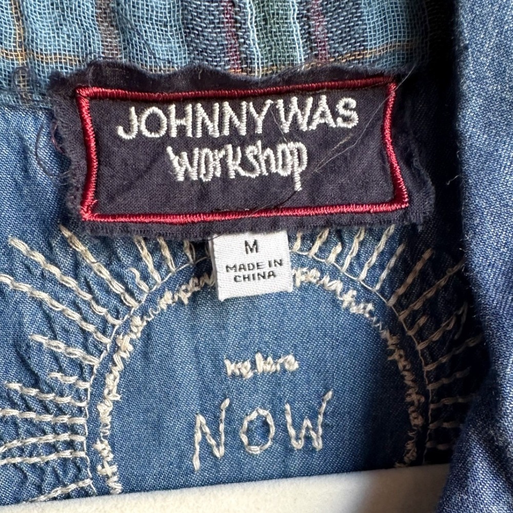 Johnny Was Workshop Indigo Mixup Patchwork Raw Ed… - image 4